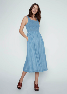 Charlie B Mabel Sleeveless Tencel Maxi Dress with Smocked Bodice