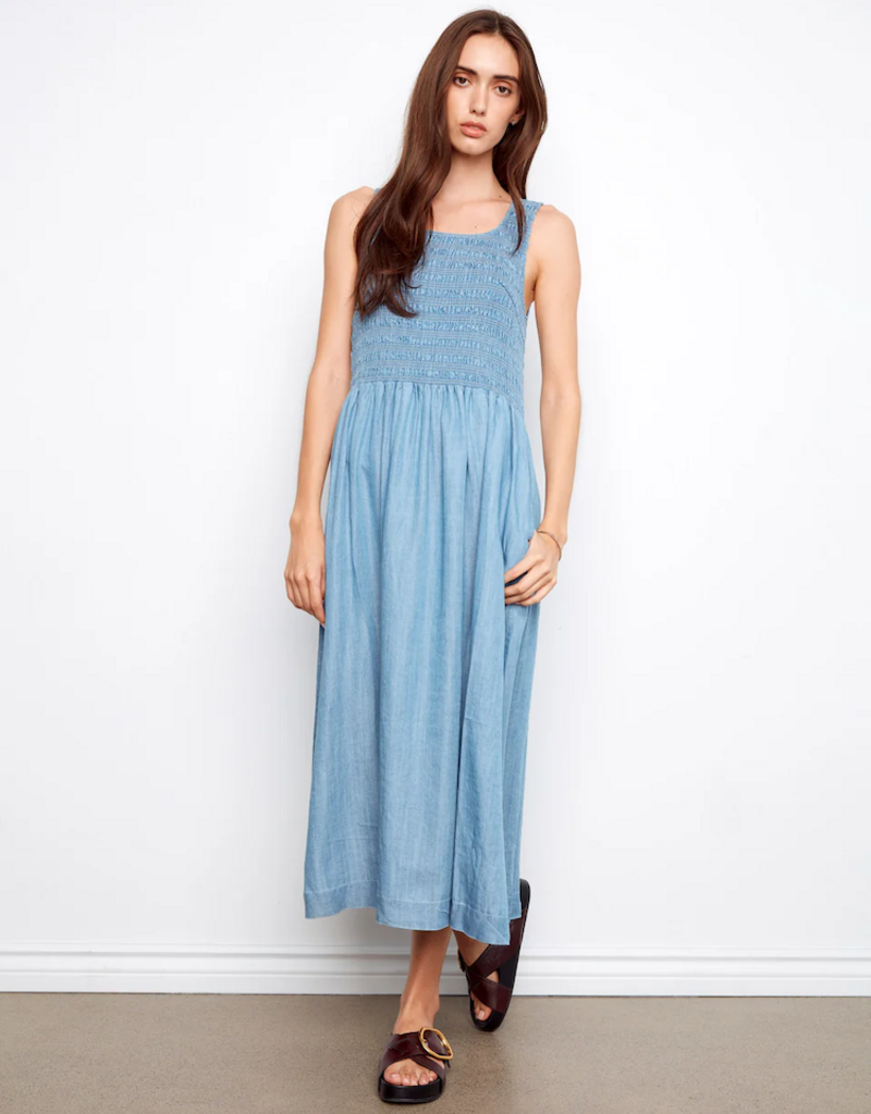Charlie B Mabel Sleeveless Tencel Maxi Dress with Smocked Bodice