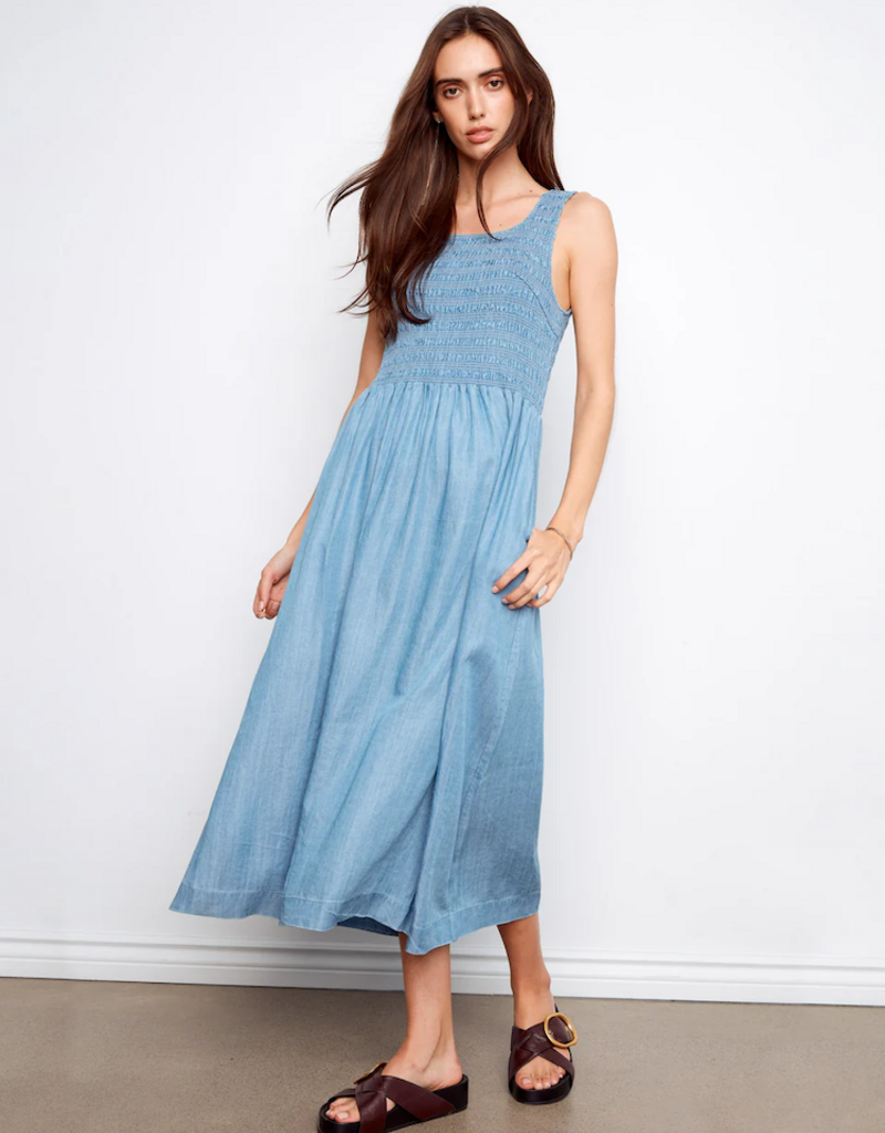 Charlie B Mabel Sleeveless Tencel Maxi Dress with Smocked Bodice