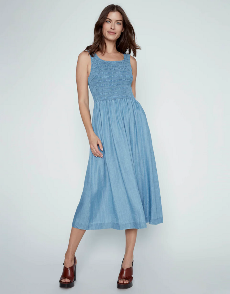 Charlie B Mabel Sleeveless Tencel Maxi Dress with Smocked Bodice