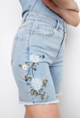Charlie B Honoria Embroidered Denim Shorts