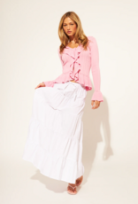 John and Jenn Annie Cardigan with Ruffle Detail in Blushing Pink