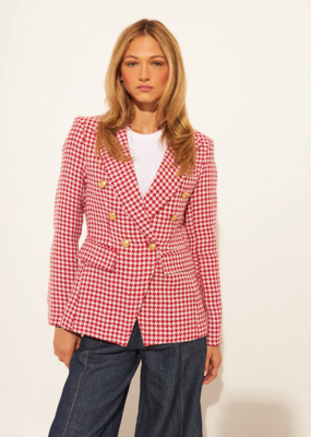 John and Jenn Laurent Blazer in Cherry Houndstooth