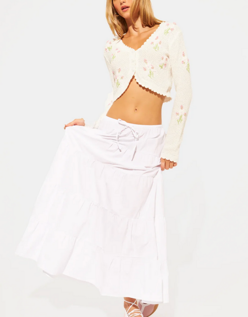 John and Jenn Phineas Cropped Floral Knit Cardigan in Bloom