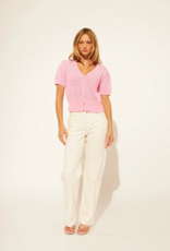 John and Jenn Wesley Short Sleeve Knit Cardigan in Bubble Gum