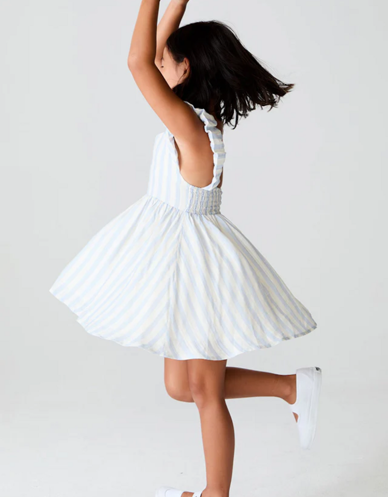 Saltwater Luxe Kids Crocket Mini Dress in Cloud Blue