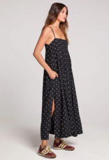 Saltwater Luxe Arosa Midi Dress in Black w/ White Polka Dots