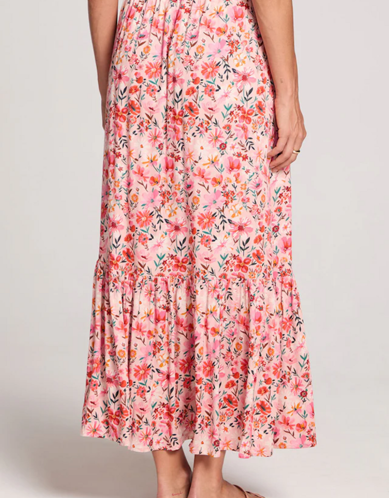 Saltwater Luxe Kandace Midi Skirt in Pink Multi Floral