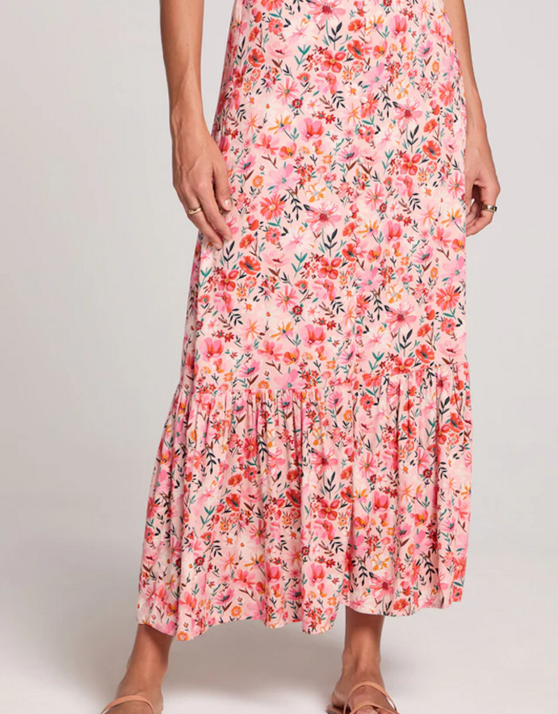 Saltwater Luxe Kandace Midi Skirt in Pink Multi Floral