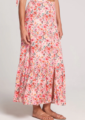 Saltwater Luxe Kandace Midi Skirt in Pink Multi Floral
