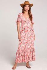 Saltwater Luxe Kandace Midi Skirt in Pink Multi Floral