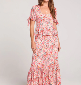 Saltwater Luxe Kandace Midi Skirt in Pink Multi Floral