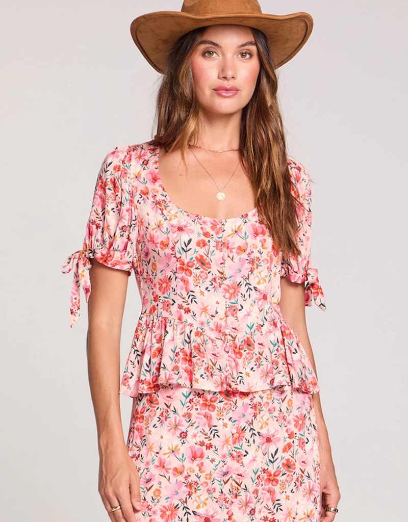 Saltwater Luxe Goldey Top in Pink Multi Floral