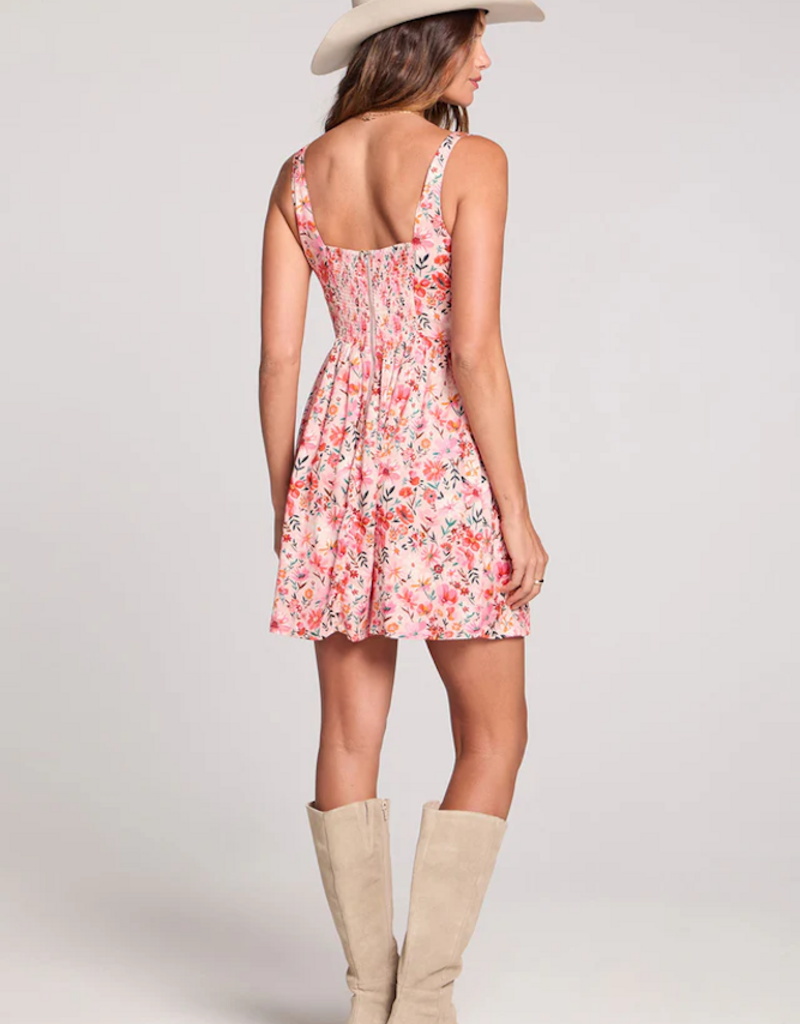 Saltwater Luxe Irra Mini Dress in Pink Multi Floral
