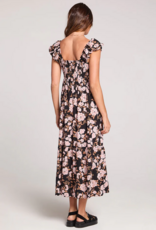 Saltwater Luxe Nandi Maxi Dress in Black/Pink Floral