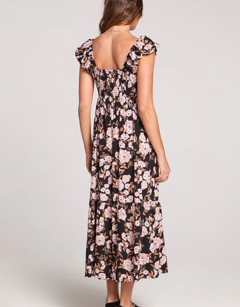 Saltwater Luxe Nandi Maxi Dress in Black/Pink Floral