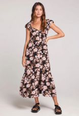 Saltwater Luxe Nandi Maxi Dress in Black/Pink Floral