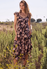 Saltwater Luxe Nandi Maxi Dress in Black/Pink Floral