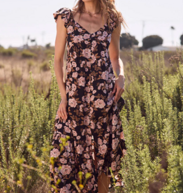 Saltwater Luxe Nandi Maxi Dress in Black/Pink Floral