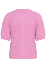Kaffe Emelie Short Sleeve Knit Cardigan in Pink Power Melange