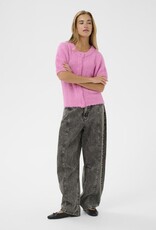 Kaffe Emelie Short Sleeve Knit Cardigan in Pink Power Melange