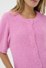 Kaffe Emelie Short Sleeve Knit Cardigan in Pink Power Melange