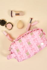 The Darling Effect Oh So Fancy Essentials Quilted Cosmetic Pouch in Pink