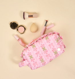 The Darling Effect Oh So Fancy Essentials Quilted Cosmetic Pouch in Pink