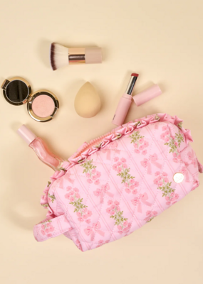 The Darling Effect Oh So Fancy Essentials Quilted Cosmetic Pouch in Pink