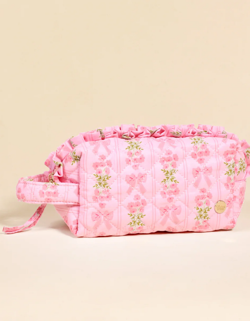 The Darling Effect Oh So Fancy Essentials Quilted Cosmetic Pouch in Pink