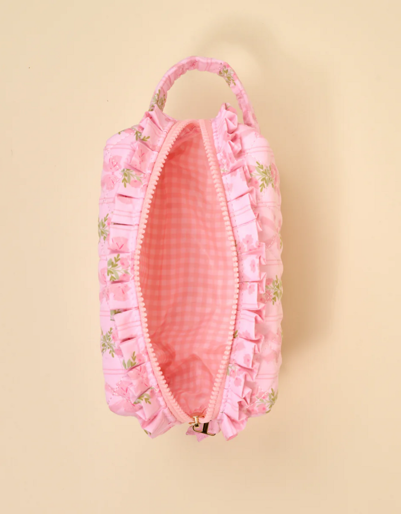 The Darling Effect Oh So Fancy Essentials Quilted Cosmetic Pouch in Pink