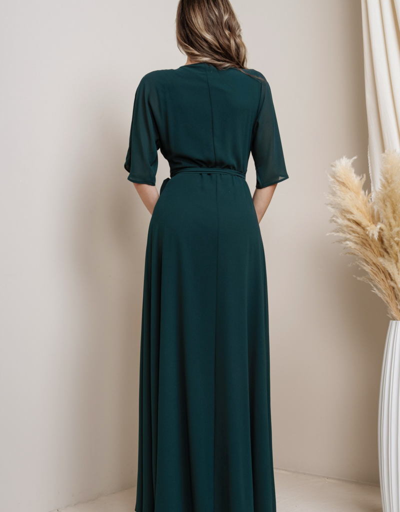 Soieblu Mary Wrap Maxi Dress in Hunter Green
