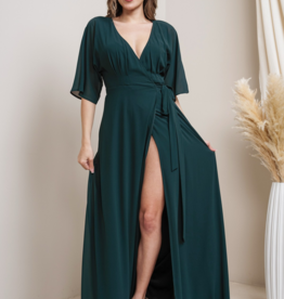 Soieblu Mary Wrap Maxi Dress in Hunter Green