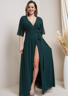 Soieblu Mary Wrap Maxi Dress in Hunter Green