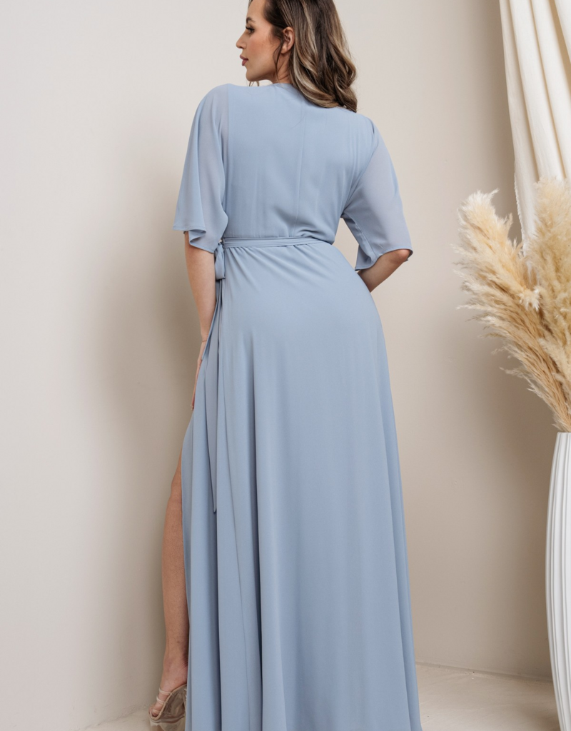 Soieblu Mary Wrap Maxi Dress in Dusty Blue