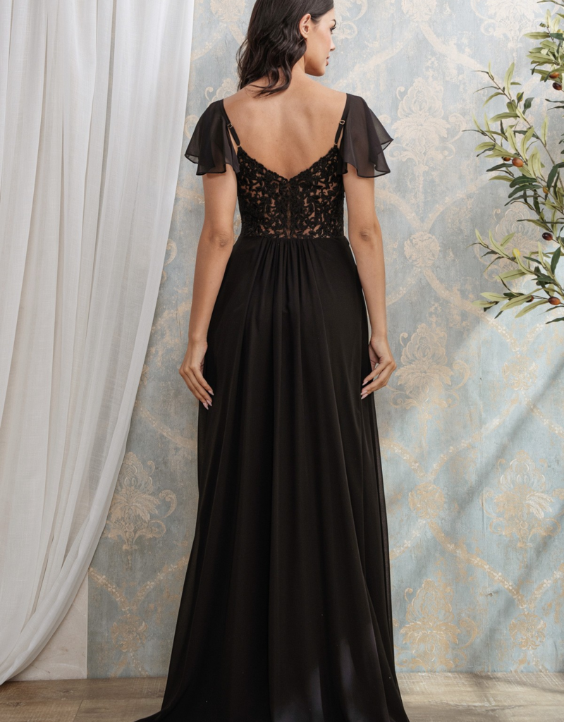 Soieblu Clara Flutter and Lace Maxi in Black
