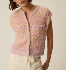 Des Petits Hauts April Sleeveless Knit Vest in Multicolour Tweed
