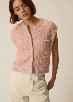 Des Petits Hauts April Sleeveless Knit Vest in Multicolour Tweed
