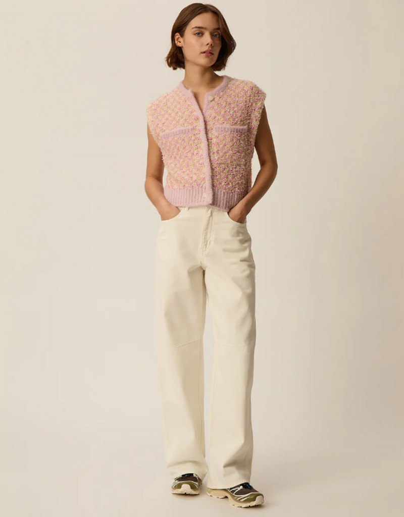 Des Petits Hauts April Sleeveless Knit Vest in Multicolour Tweed