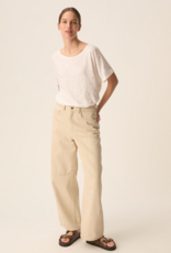 Des Petits Hauts Georgette Cotton Linen Printed T-shirt in White