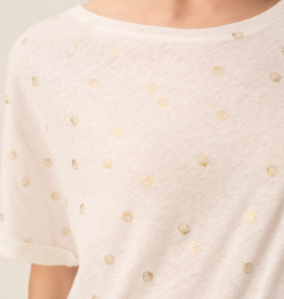 Des Petits Hauts Georgette Cotton Linen Golden Sea Shells T-shirt