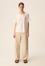 Des Petits Hauts Georgette Cotton Linen Printed T-shirt in White