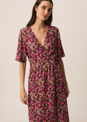 Des Petits Hauts Des Petits Hauts - Elaly Garden Print Midi Wrap Dress