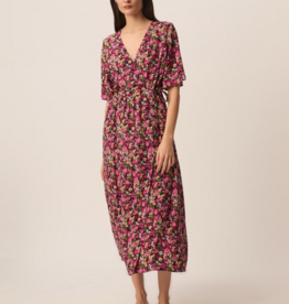 Des Petits Hauts Elaly Garden Print Midi Wrap Dress