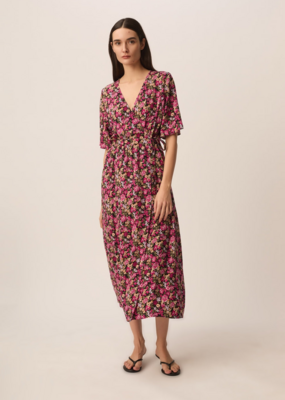 Des Petits Hauts Elaly Garden Print Midi Wrap Dress
