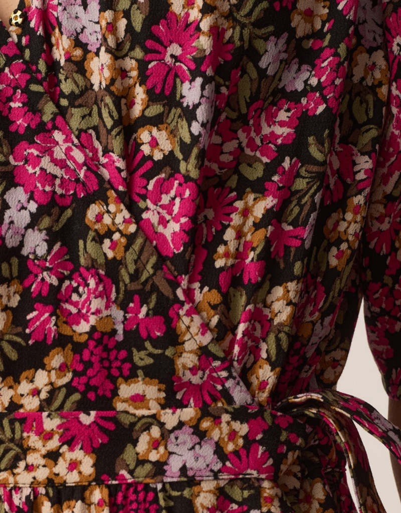 Des Petits Hauts Elaly Garden Print Midi Wrap Dress