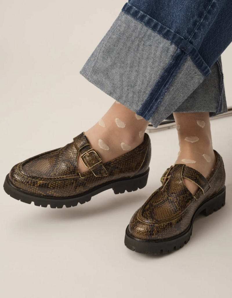 Des Petits Hauts Windy Mesh Jacquard Heart Socks in Ecru