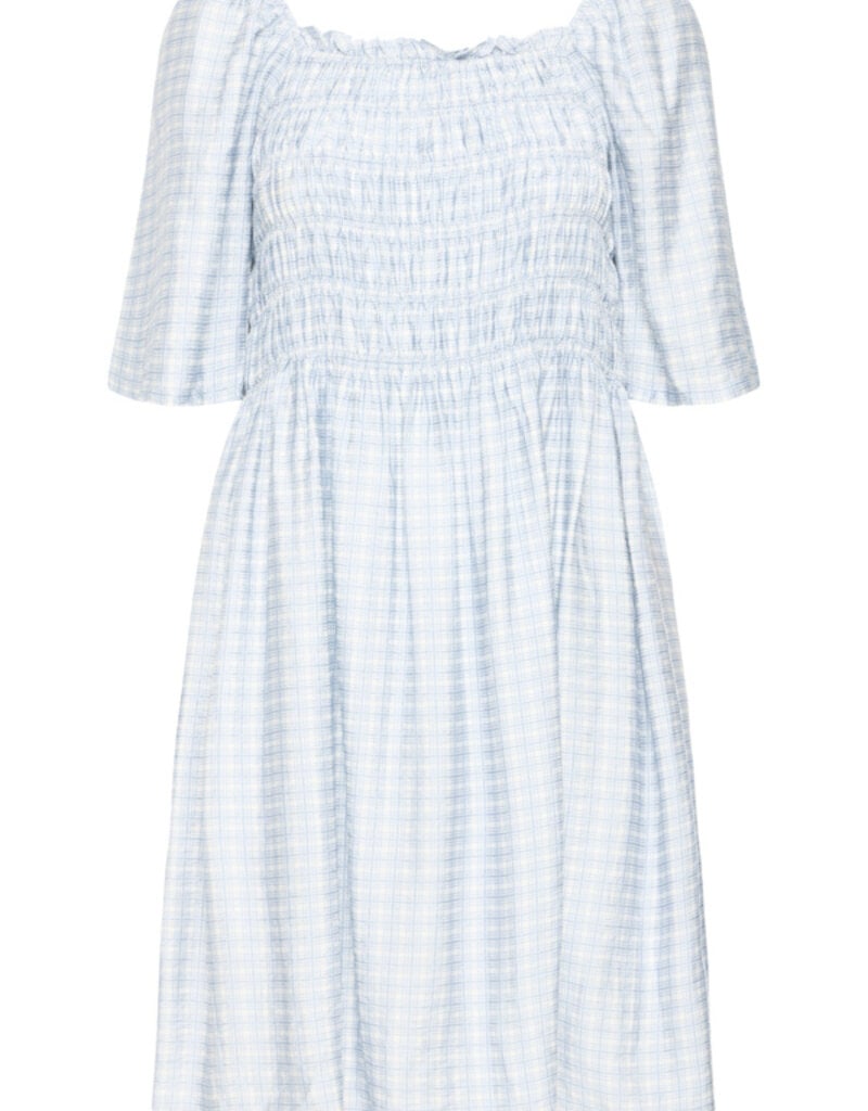 ICHI Hetta Dress in Powder Blue Gingham (FINAL SALE)