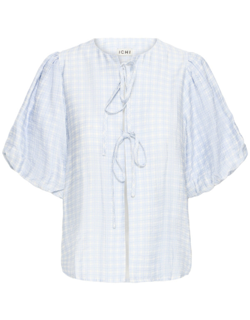 ICHI Hetta Shirt in Powder Blue Gingham (FINAL SALE)