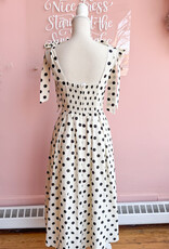 Lucy Paris Ryleigh Polkadot Midi Dress With Shoulder Ties